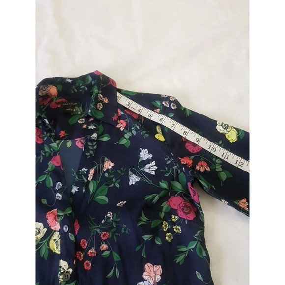 Ann Taylor Womens Blouse Top Sz XS Floral Long Sleeve Button down Collar Office - Picture 8 of 16